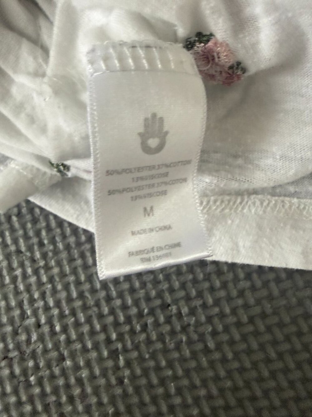 Spiritual Gangster White/Pink Embroidered Flowers Flowy Tank- M - Picture 5 of 8